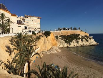 Panoramic view of sea against clear sky