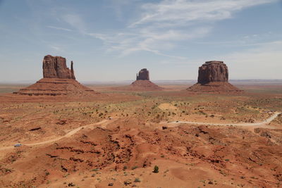 Rock formations in desert against sky