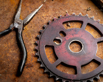 Close-up of rusty machine part