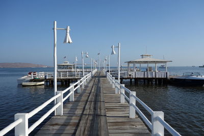 Pier over sea against clear sky