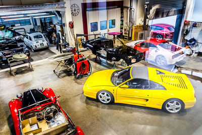 High angle view of cars parked at roadside
