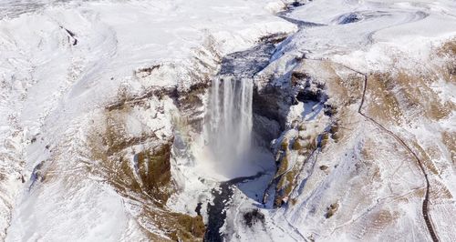 High angle view of waterfall