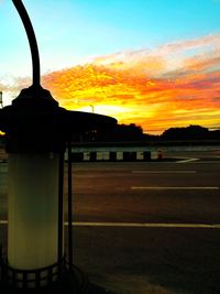 Built structure against sky at sunset