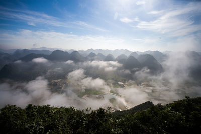 Scenic view of mountains against sky