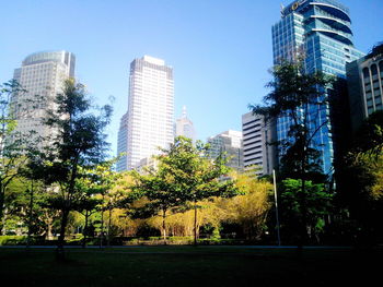 Low angle view of modern building against sky