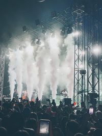 Panoramic view of crowd at music concert