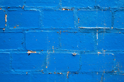 Full frame shot of blue brick wall