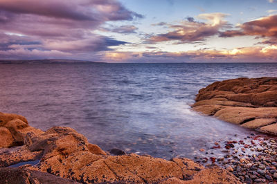 Scenic view of sea against cloudy sky