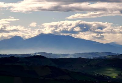 Scenic view of mountains against sky