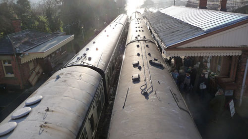 Panoramic view of cars on roof
