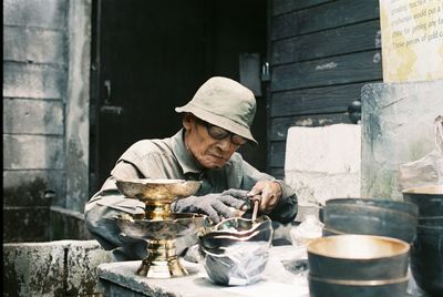 Man working in kitchen