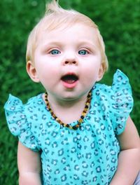 Close-up portrait of cute baby girl