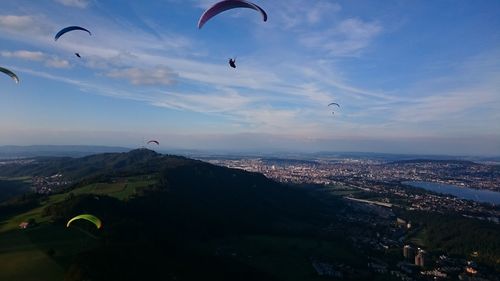 Aerial view of cityscape against sky