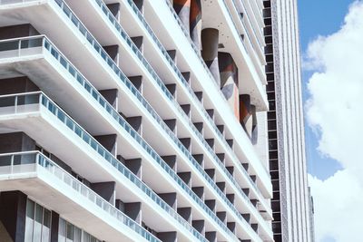 Low angle view of modern buildings against sky