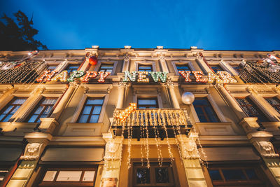 Happy new year decoration on a building facade