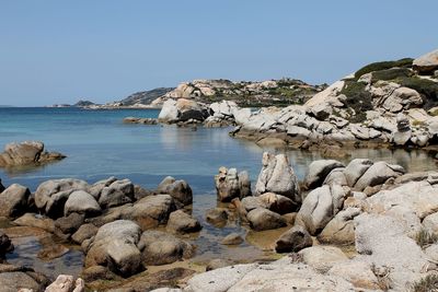 Scenic view of sea against clear sky