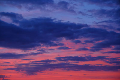 Low angle view of dramatic sky during sunset