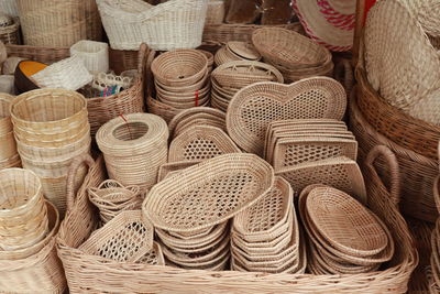 Full frame shot of wicker for sale at market stall