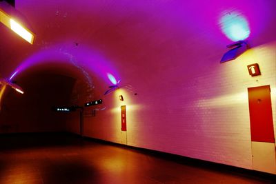 Interior of illuminated tunnel