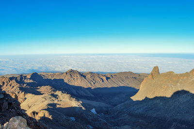 Volcanic rock formations above the clouds at mount kenya, mount kenya national park, kenya