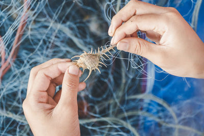 Midsection of woman holding hands