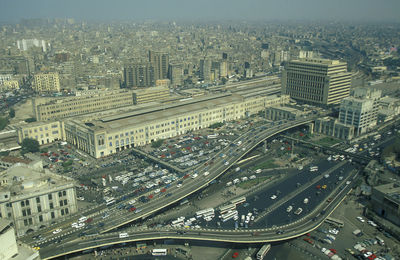 High angle view of city street