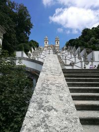 Low angle view of staircase against sky