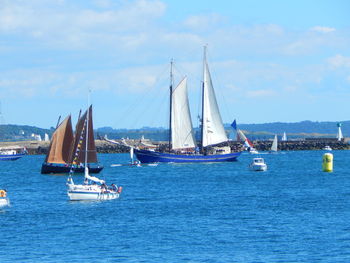 Boats sailing in sea