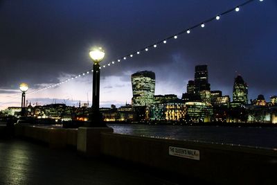Illuminated street light at night