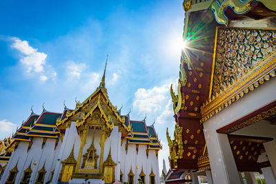 Low angle view of traditional building against sky