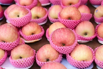 Full frame shot of apple fruits for sale in market