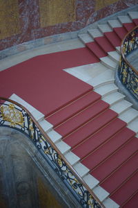 High angle view of staircase in building