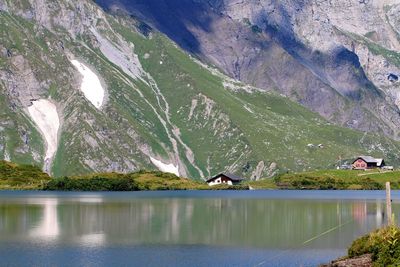 Scenic view of lake against mountain