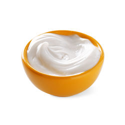 Close-up of dessert against white background