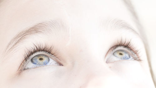 Close-up of human eyes looking up