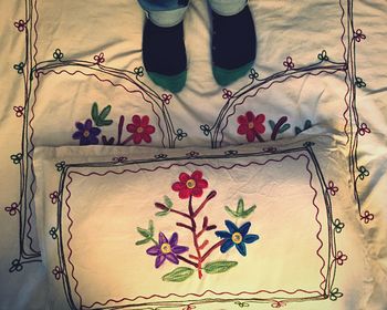 Flower petals on floor