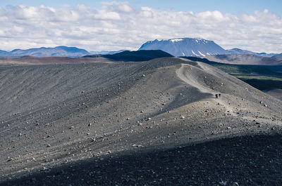 Scenic view of volcanic landscape against sky