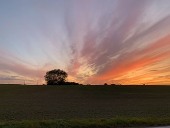 Scenic view of field against sky during sunset