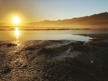 Scenic view of sea during sunset