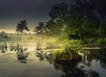 Scenic view of lake against sky