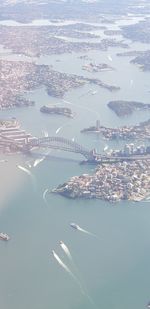 Aerial view of city by sea, sydney - australia