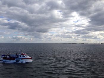 Scenic view of sea against cloudy sky