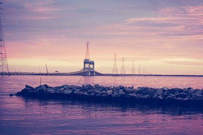 Scenic view of sea at sunset