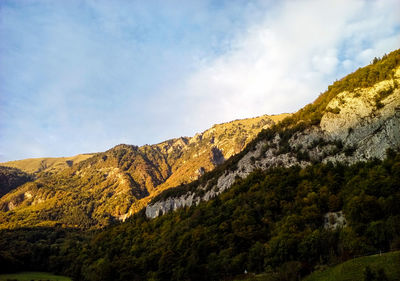 Low angle view of mountain against sky