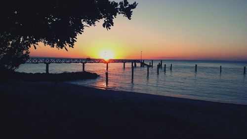 Scenic view of sea at sunset