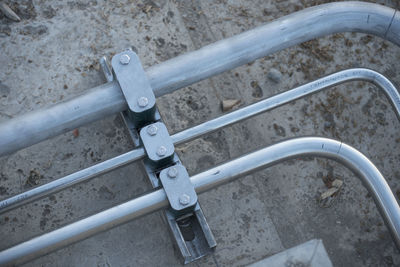 High angle view of metallic railings