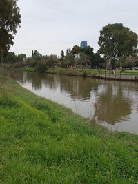 Scenic view of lake against sky