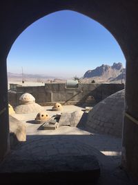 Scenic view of mountain against clear sky