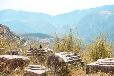 Delphi ancient stadium historical educational tourism in greece. the modern town of delphi