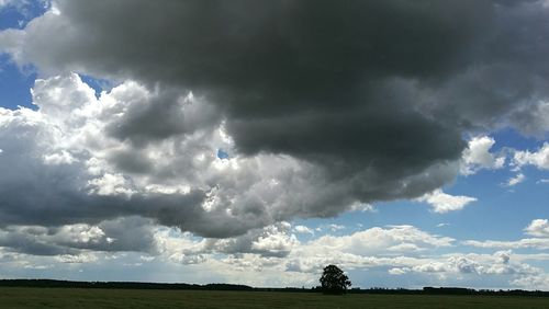 Scenic view of landscape against cloudy sky